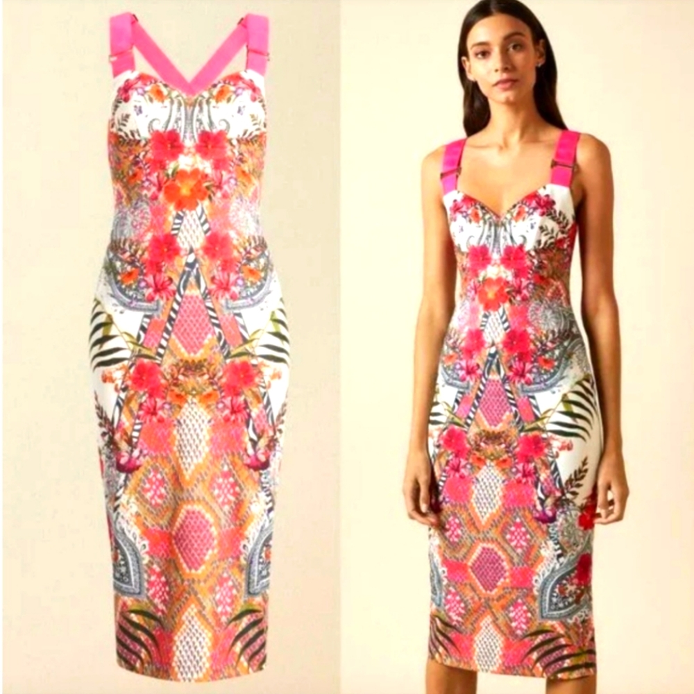 NWT TED BAKERWomens Ivory Kloeey Samba Bodycon Midi Dress